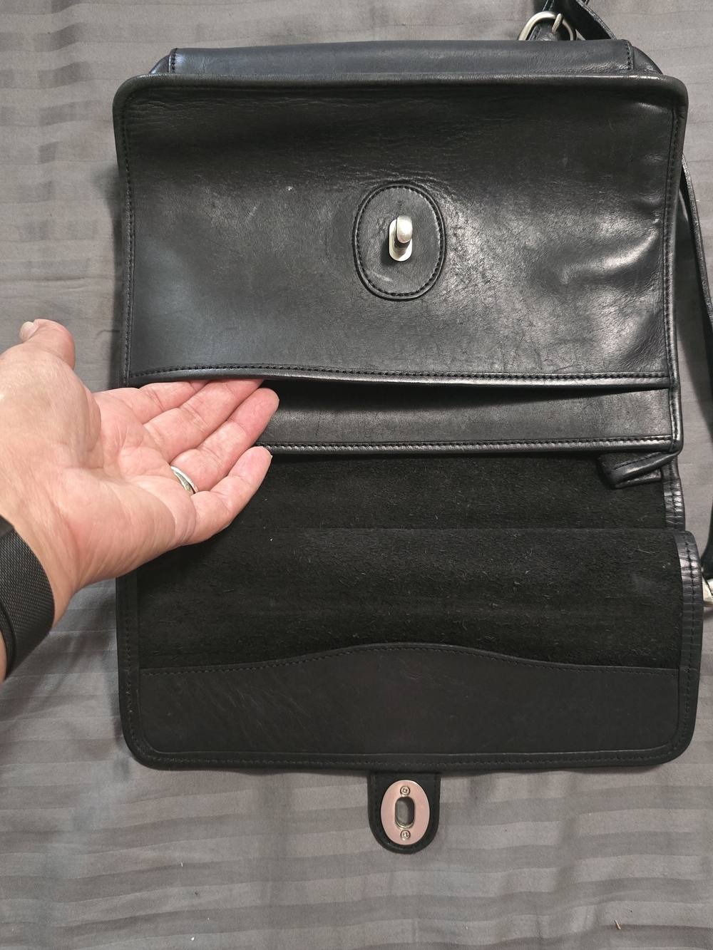 Coach Black Leather Crossbody with Turn-Lock Flap